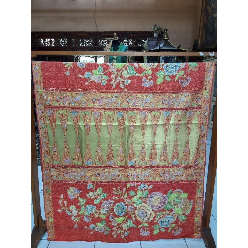 Kain Sarung Encim Buketan/Kain Sarung Batik Encim/Kain Sarung Buketan/Kain Batik Tumpal Betawi Prada