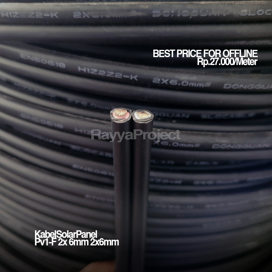 Kabel Panel Surya PV1-F 2x 6mm 2x6mm Slocable 1500VDC 70A PV Cable Kabel Panel Surya