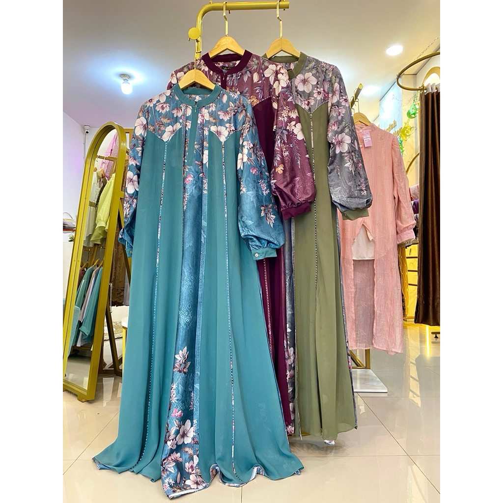 Gamis Qory Kinan | Milano Jaguard Kombinasi Cerutti Dress Wanita Kekinian Terbaru Terviral