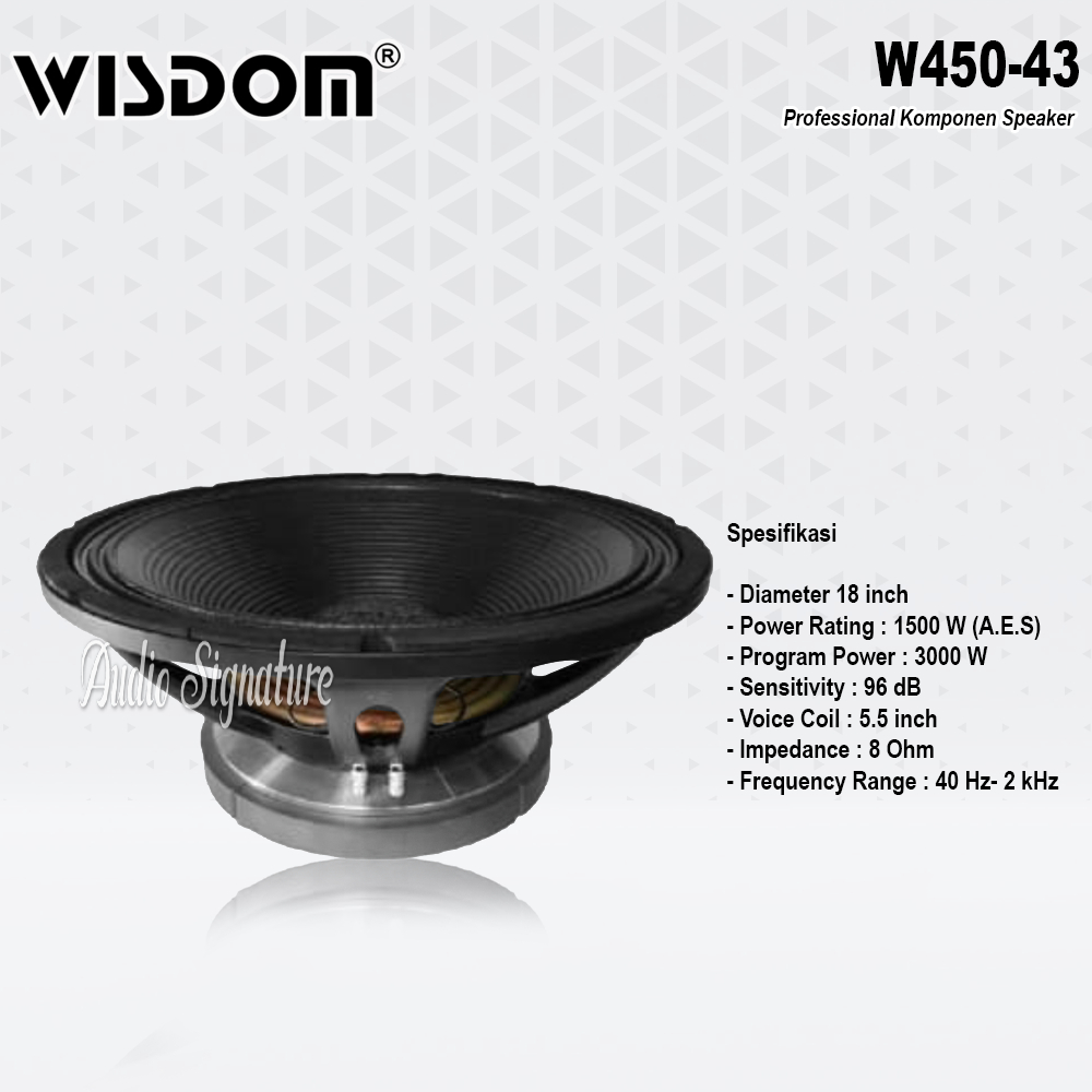 Komponen Speaker 18 Inch WISDOM W45043 |  W450 43 | W 450 43 Coil 5.5 Inch Original