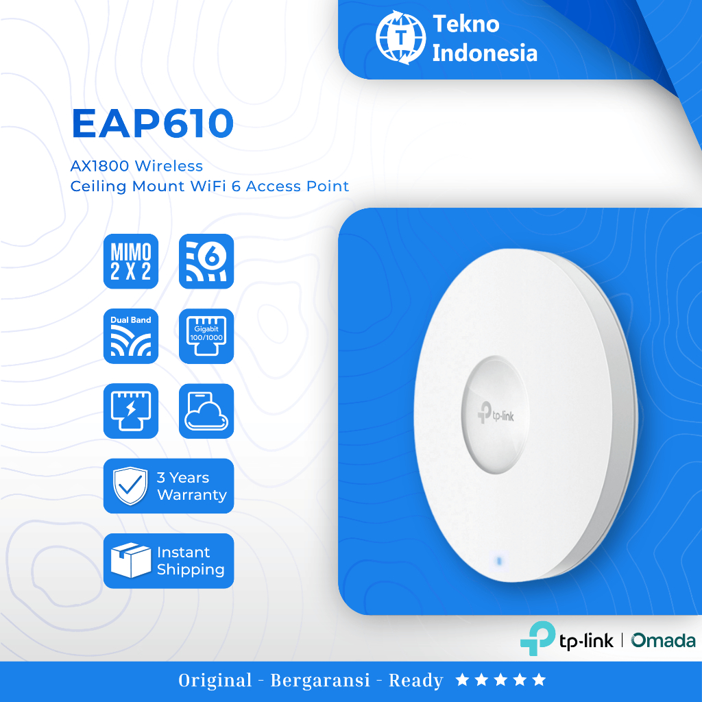 TP-Link OMADA EAP610 AX1800 Ceiling Mount WiFi 6 TP LINK OMADA Access Point dengan Koneksi Cepat dan