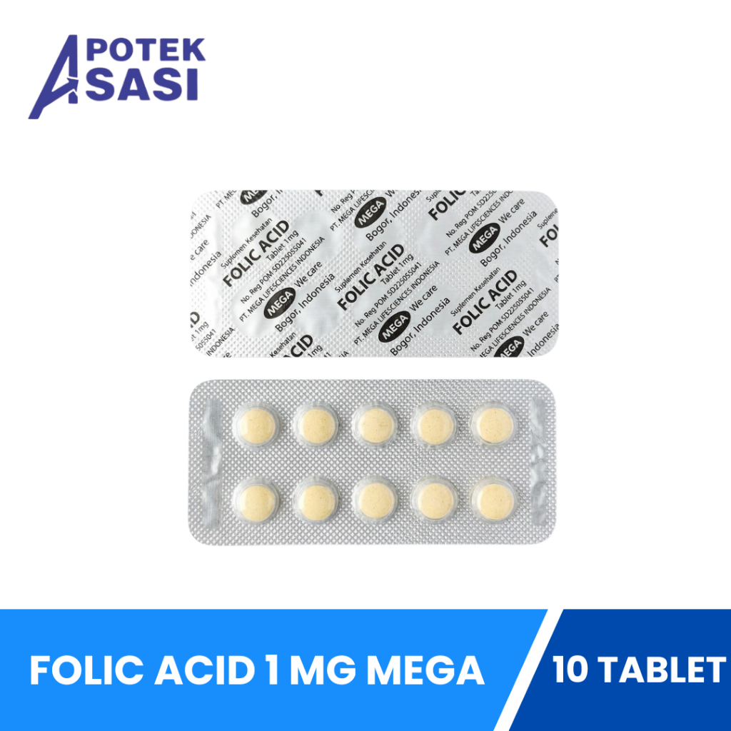 Asam Folat 1 Mg Mega Strip Isi 10 Tablet - Mencegah Kekurangan Asam Folat