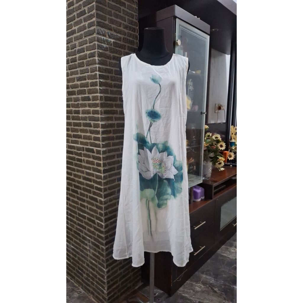 Dress sifon putih bunga / Dress kutungan