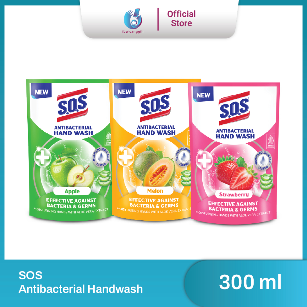 SOS HAND SOAP ANTI BACTERIAL REFILL 300 ml - Sabun Cuci Tangan SOS Refill