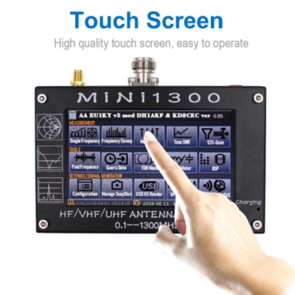 Mini1300 4.3" LCD 0.1-1300MHz HF/VHF/UHF ANT SWR Antenna Analyzer Meter Mini 1300