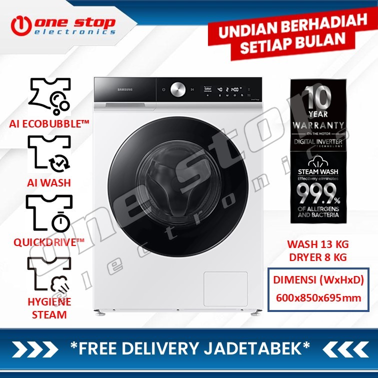 SAMSUNG WD13BB944DGESE BESPOKE Front Load Washer Dryer Combo 13/8kg