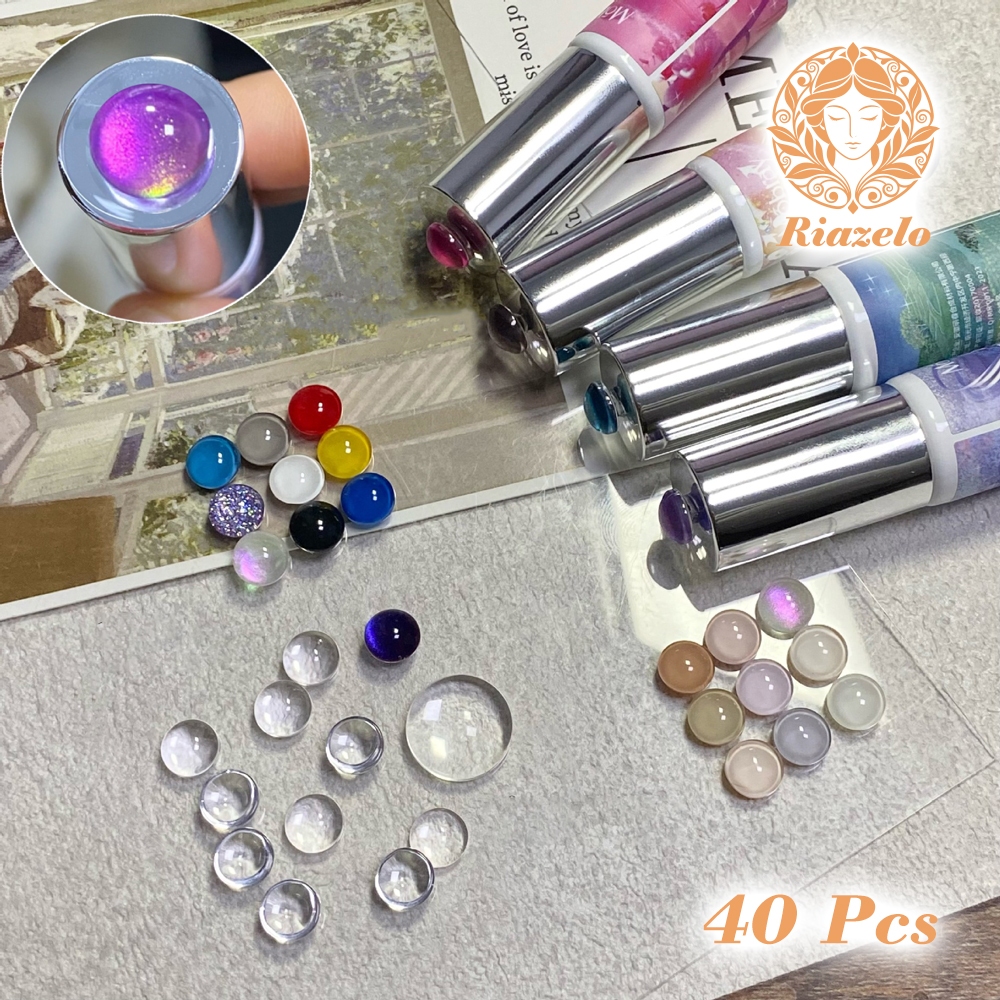 40Pcs Kartu Kute Kaca Mini Dot + 100Pcs Stiker Dua Sisi | Set Kartu Sampel Kuku Alat DIY Kuku Perlen