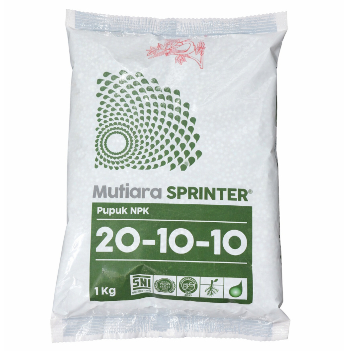 Pupuk NPK Mutiara Sprinter 20-10-10 1kg – Pupuk Pertumbuhan Daun & Batang
