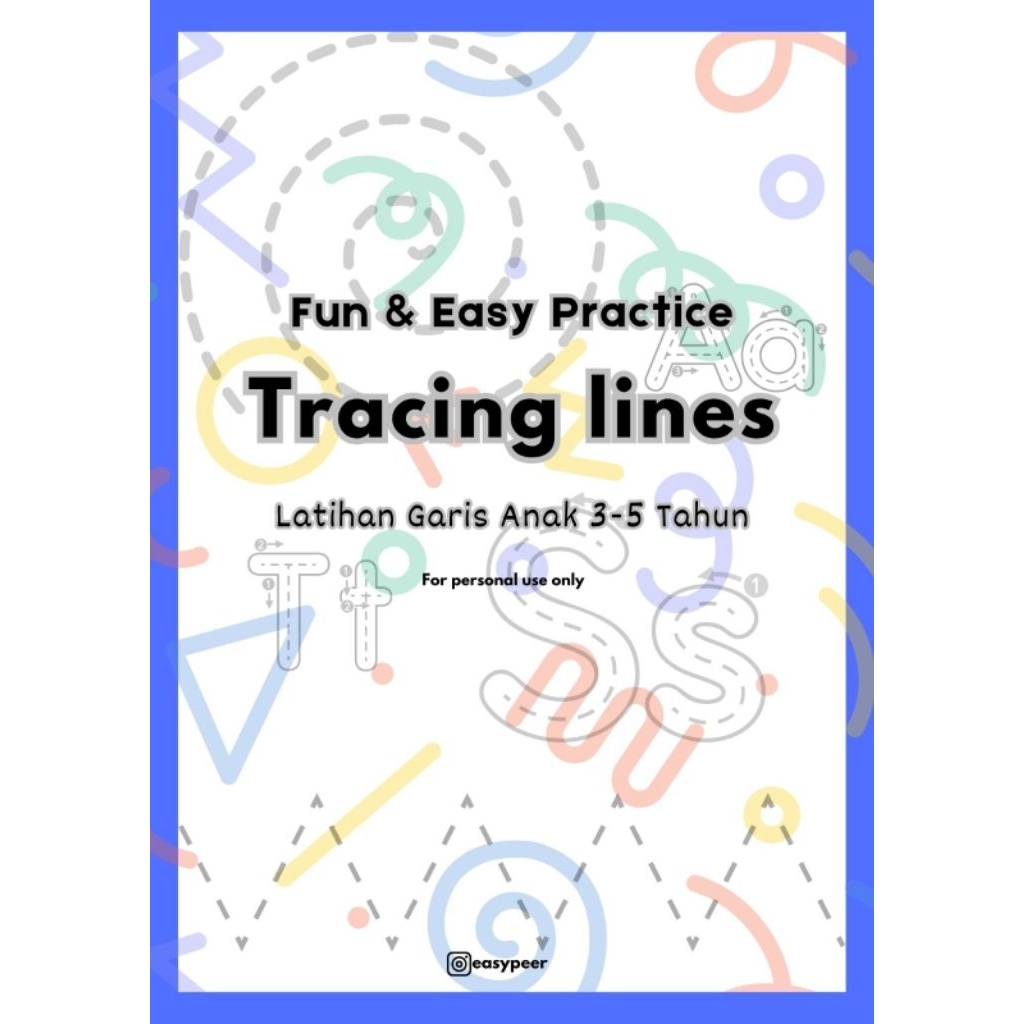 Tracing Lines for Kids | Latihan Garis Anak 3–5 Tahun | Worksheet Motorik Halus Anak (PDF)
