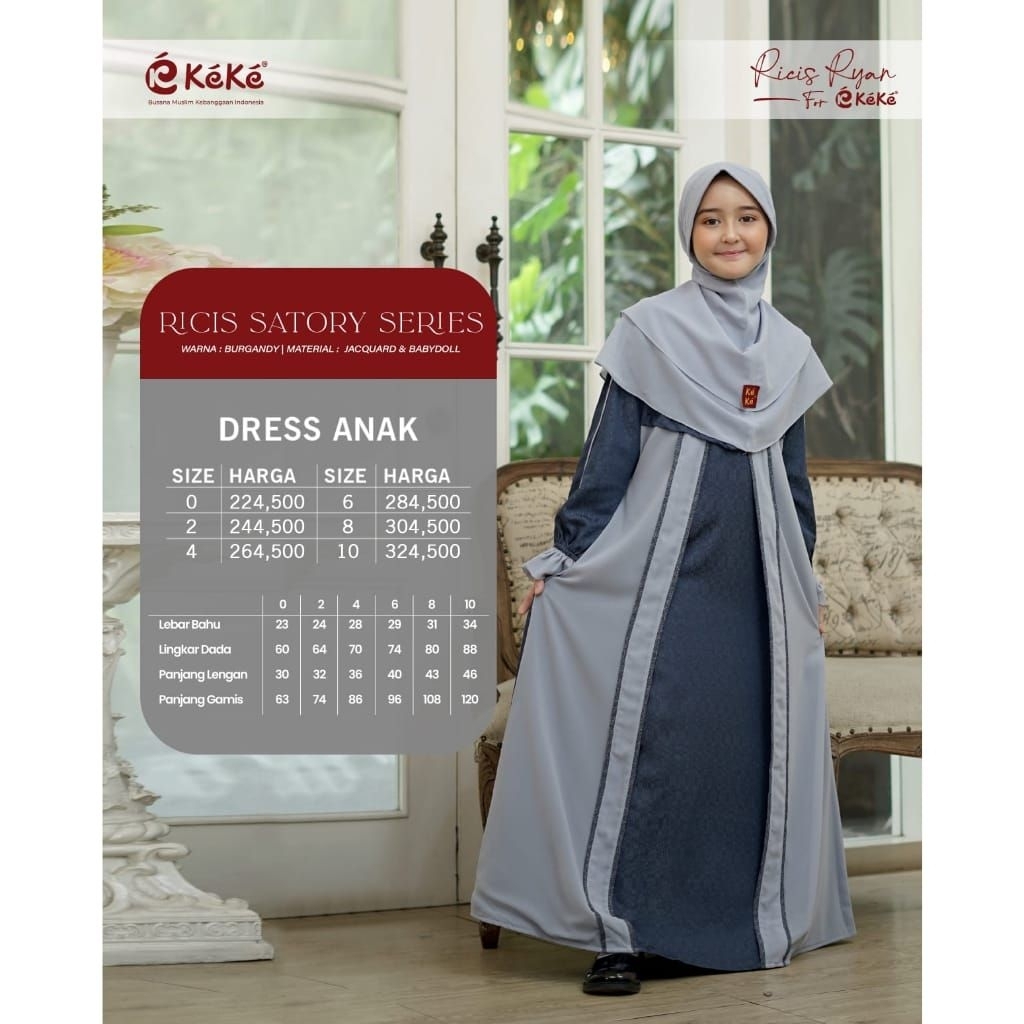 READY SIAP KIRIM | HB - GAK SR SATORY NAVY BY KEKE| GAMIS ANAK SET HIJAB | GAMIS ANAK SIMPLE | GAMIS
