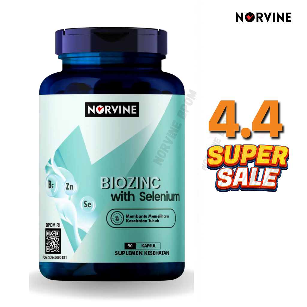 BIOZINC BIOTIN PLUS ZINC NORVINE VITAMIN RAMBUT 50 KAPSUL ORIGINAL HALAL BPOM BOOSTER MINOXIDIL