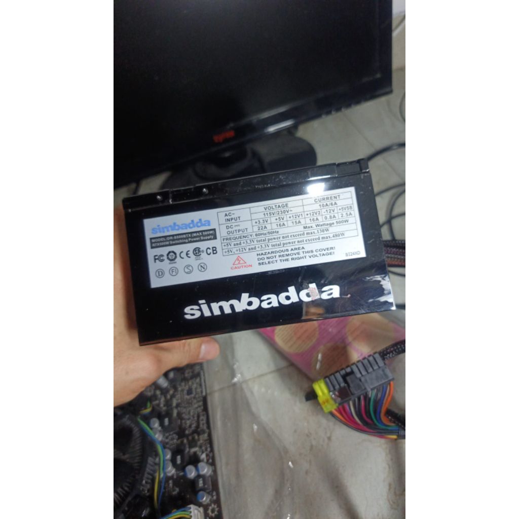 Power Supply PSU Simbadda DR-8500 BTX 500W Normal, Sehat, Siap Pakai