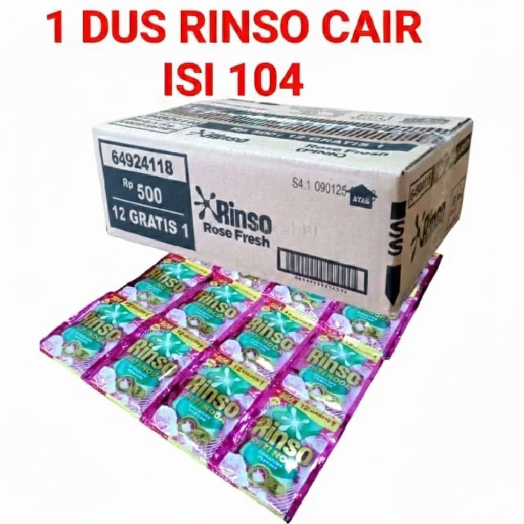 Rinso Cair Sachet 104 pcs - Anti Noda, Aroma Harum, Proteksi Higienisis
