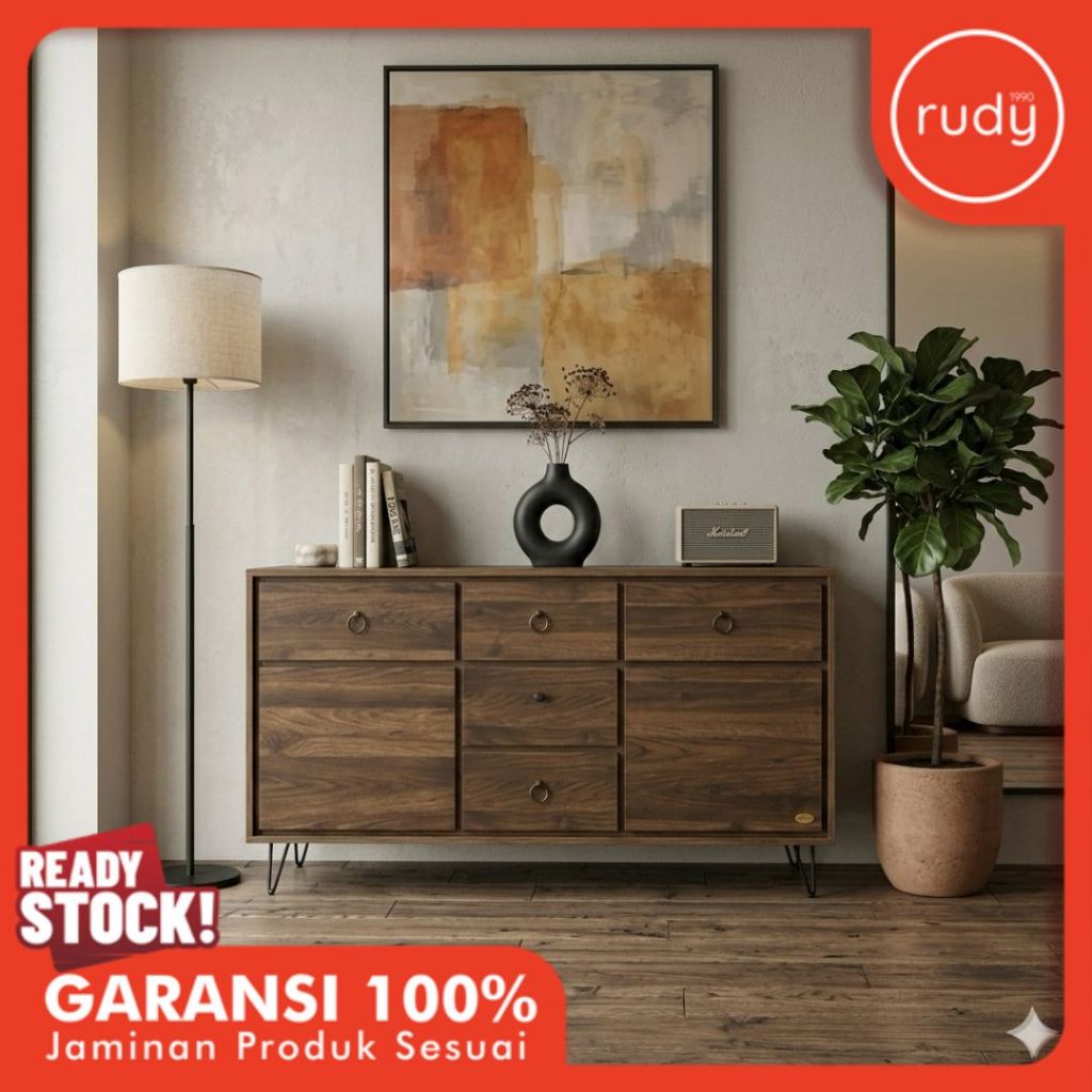 MARACANA Sideboard 150 Columbia Nucsb - Lemari Buffet Kayu Industrial - Meja TV Minimalis Modern - K