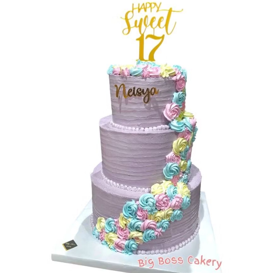 KUE 3 TINGKAT WEDDING ANNIVERSARY SWEET 17 BIRTHDAY CAKE