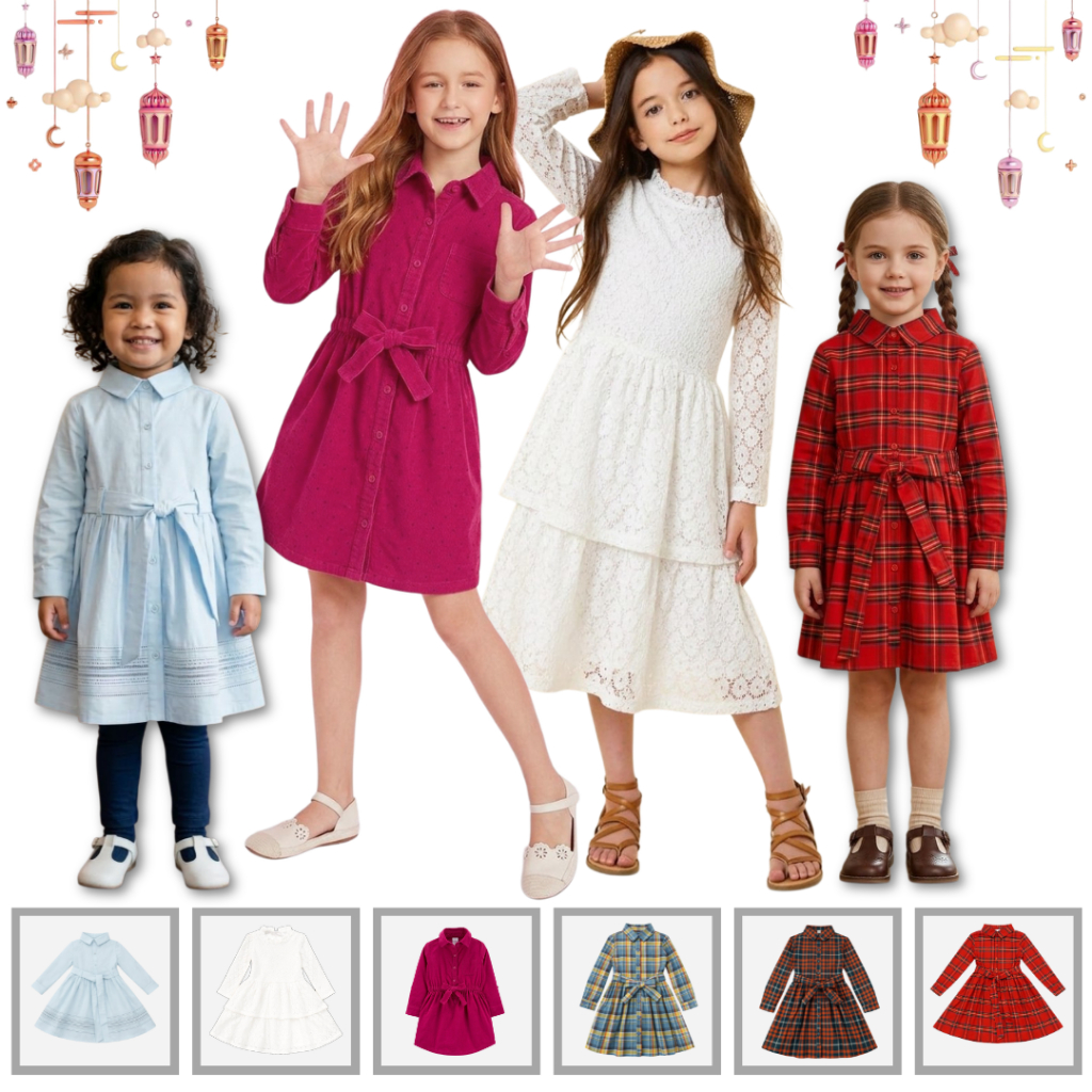 Dress Tunik Anak Midi Dress Lengan Panjang Anak Perempuan 2 sd 10 Tahun