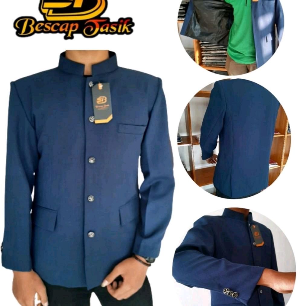 JASKO POLOS NAVY JASKOKO PRIA ATASAN MUSLIM JASKO MOTIF TUTUP SAKU NYAMAN GAK GERAH SAAT DI PAKAI