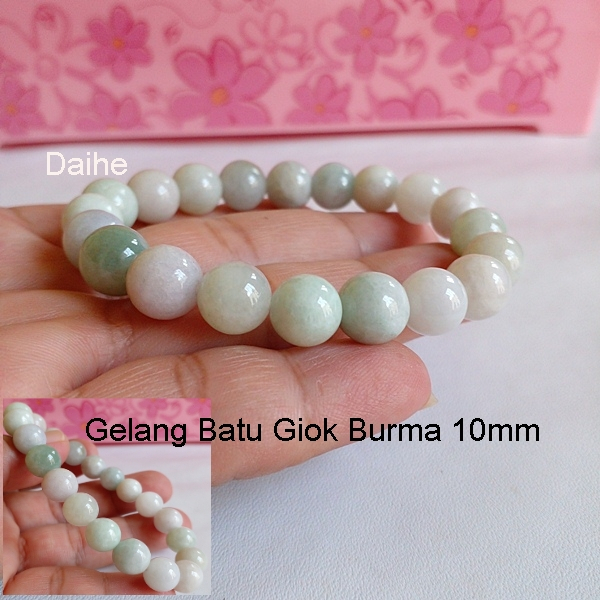 Gelang Batu Giok Burma 10mm Grade-A / Gelang Giok Pria Gelang Giok Wanita