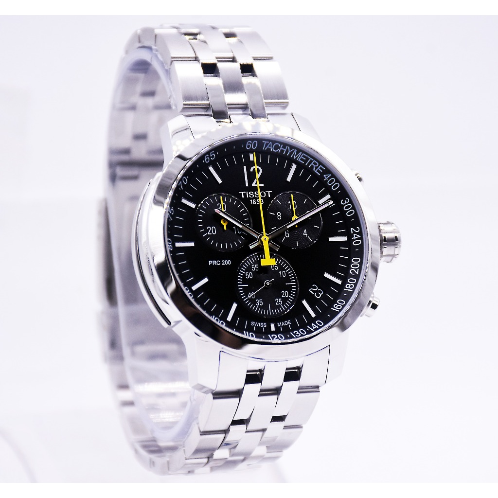 Jam Tangan Pria Tissot PRC 200 Chronograph 43mm T-Sport T114.417.11.057.00 Black Dial Original Garan