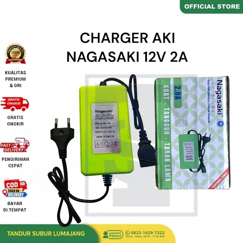 CHARGER AKI NAGASAKI ORIGINAL LITHIUM TANGKI SPRAYER ELEKTRIK CAS TANGKI SEMPROTAN Electric BATERAI