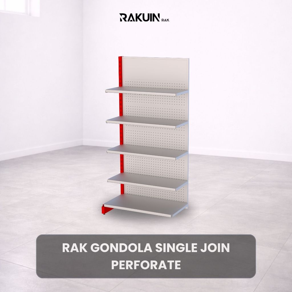 Rak Minimarket Join Satu Sisi Panel Lubang / Rak Minimarket dan Supermarket / Rak Gondola Join Singl