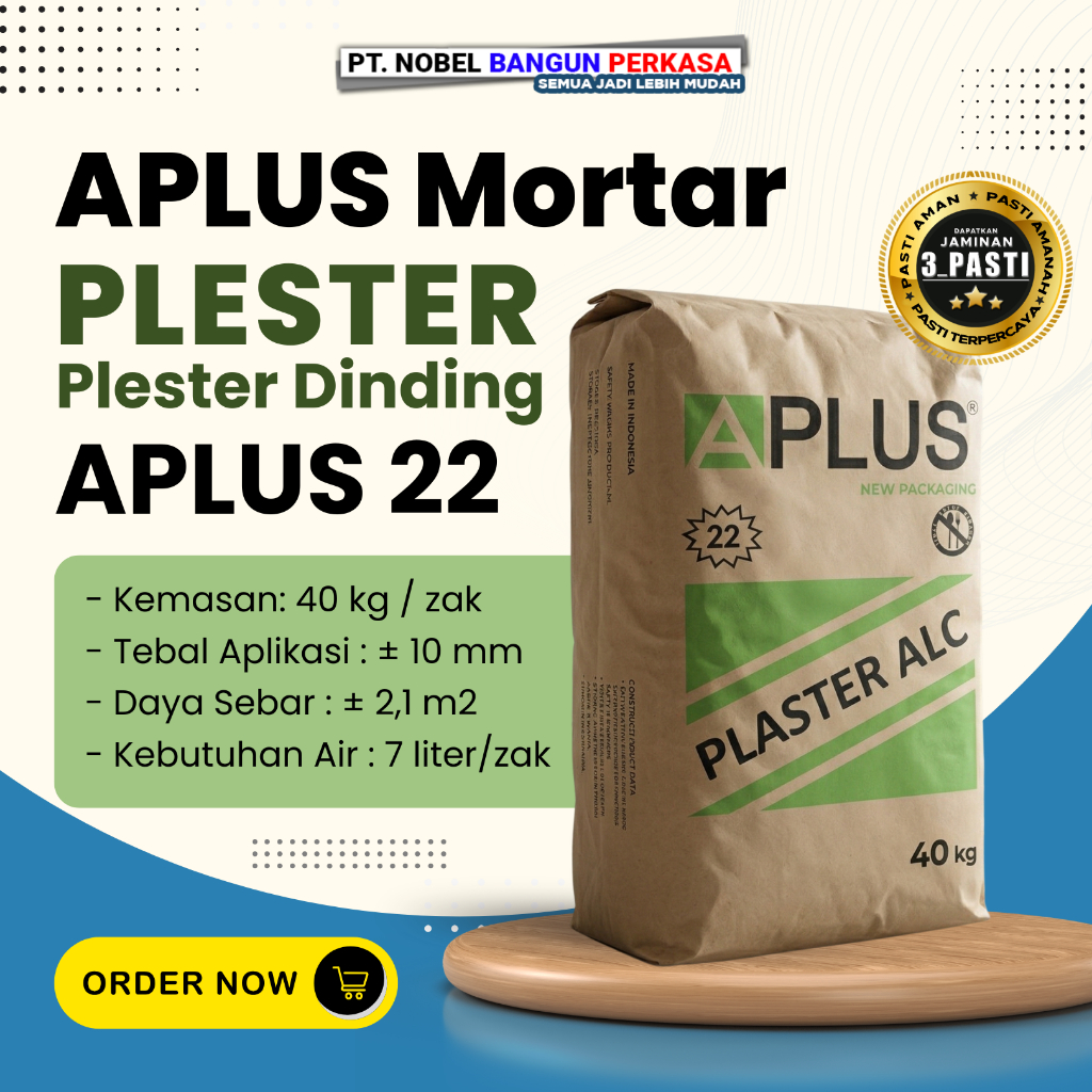 SEMEN MORTAR APLUS PLESTER DINDING BATA RINGAN & MERAH 40KG - ANTI RETAK