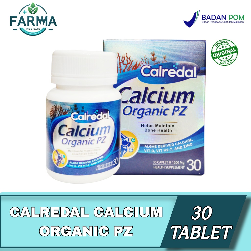 Suplemen Tulang Calredal Calcium Organic PZ 30 kaplet - Kalsium Organik bersumber dari Red Algae (Ga