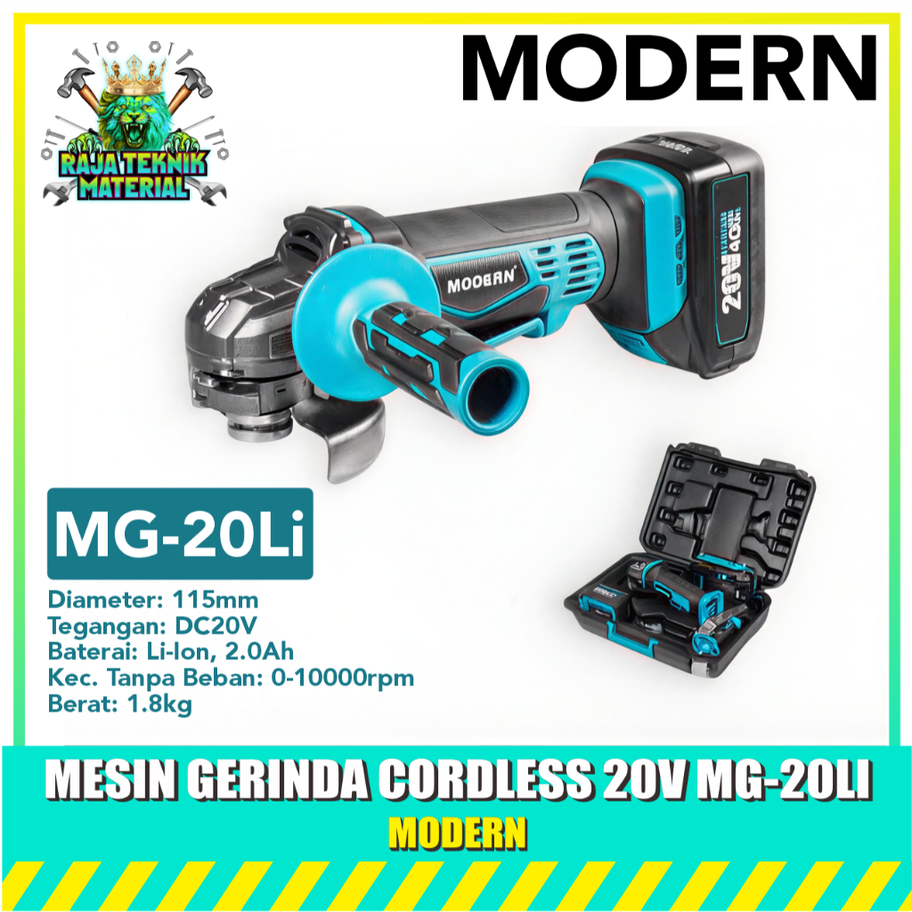 (ADA GARANSI) MODERN MG-20Li Mesin Gerinda Cordless Tangan / Mesin Gerinda Baterai Cordless Angle Gr