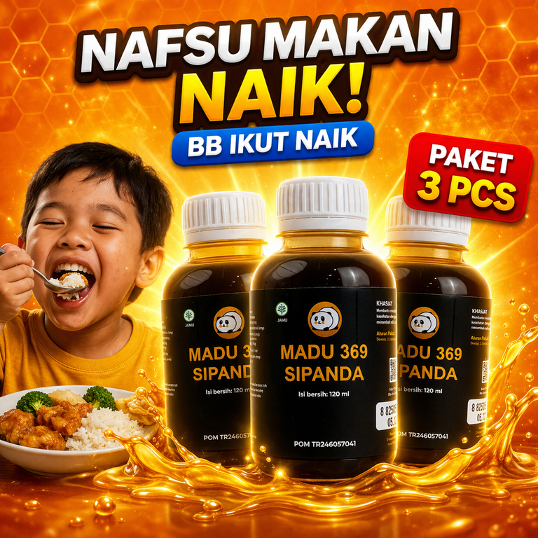 (Bundling 3 pcs) Madu 369 Sipanda Kualitas Premium - Vitamin Penambah Nafsu Makan Anak Terlaris