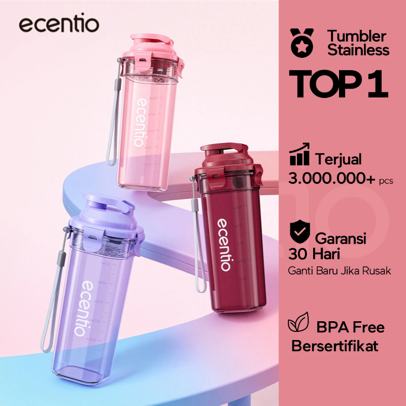 ecentio botol minum Portable 500ml aesthetic Olahraga bottle tail benning Anti Bocor botol plastik d
