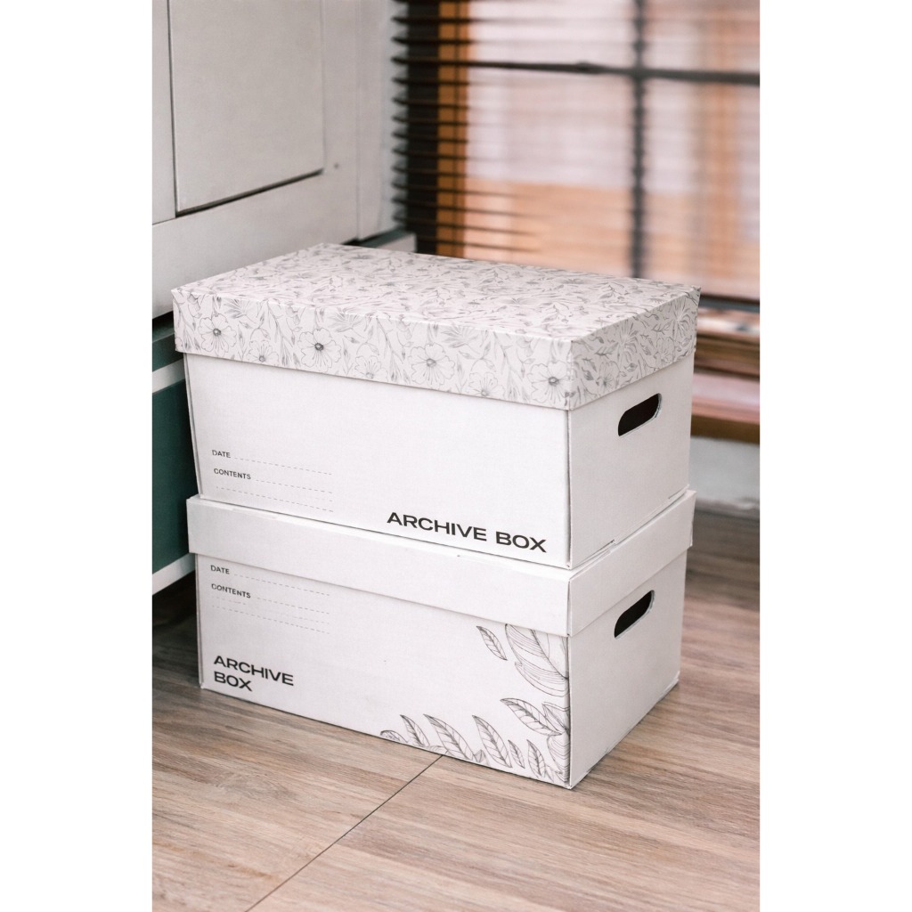 BOX ARSIP KARTON PUTIH 38x26x21 CM | ARCHIVE BOX STORAGE BOX DOKUMEN | KOTAK PENYIMPANAN BERKAS FILE