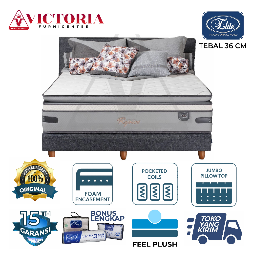 Elite Rejoice 90 100 120 160 180 200 Full Set Fullset Spring Bed Springbed Matras Kasur Saja Only