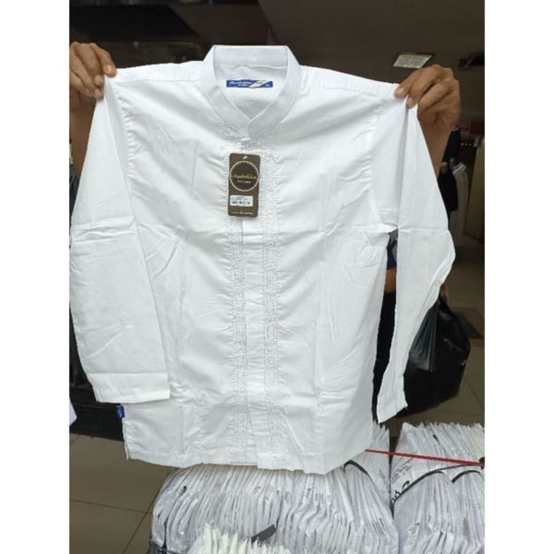 Koko Anak Tanggung Putih Polos Kombinasi Bordir Syahdika