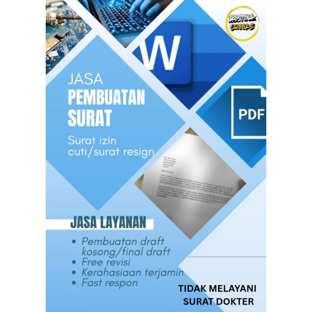 Jasa Pembuatan Surat Izin Cuti, Surat Pengajuan Resign, Surat Pernyataan, Surat Keterangan