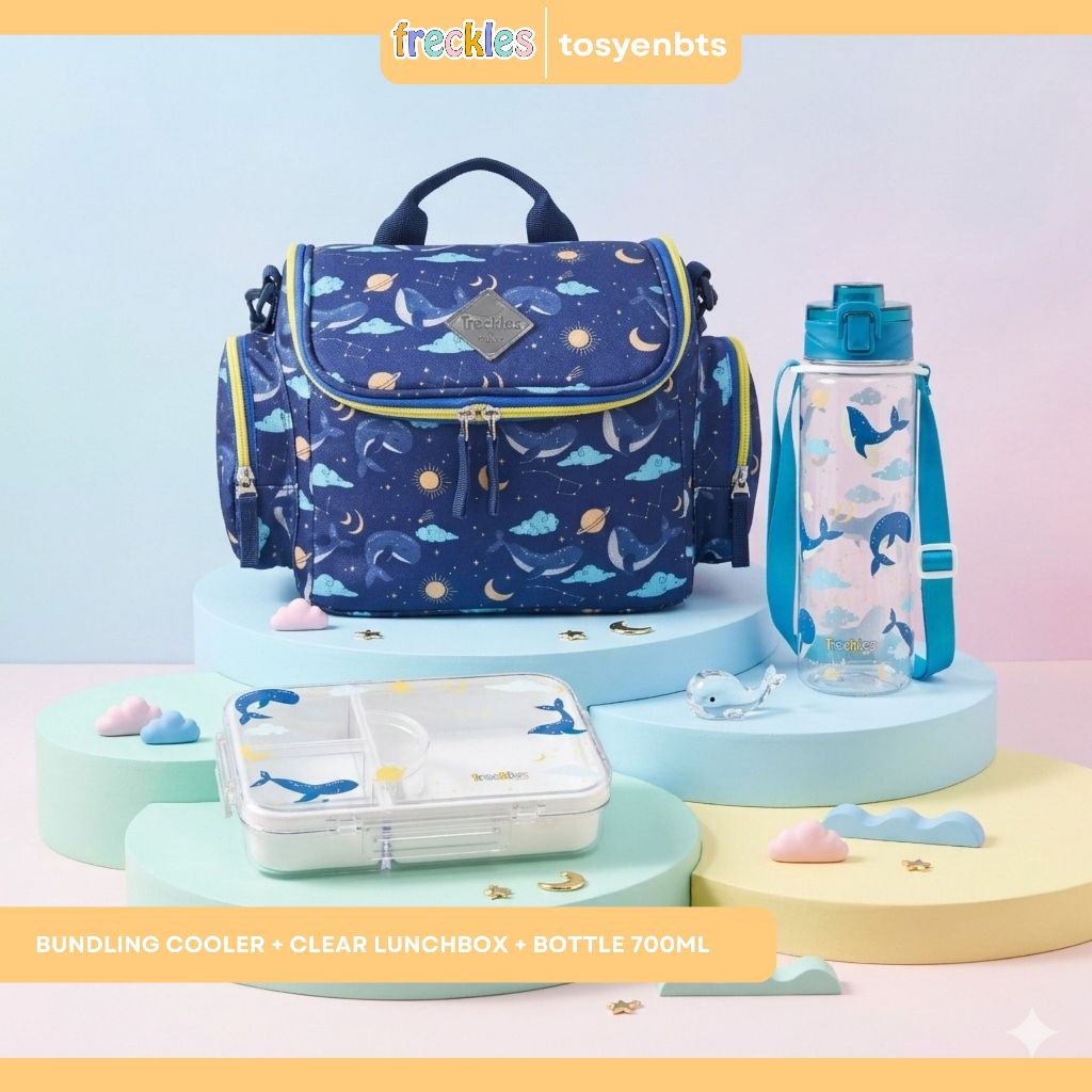Bundling Freckles Cooler Bag / Lunch Bag plus Clear Lunch Box & Bottle String Tritan Kids Bottle 700
