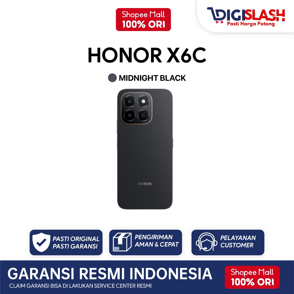 HONOR X6C 6GB/256GB NFC MediaTek Helio G81 Ultra, 5300mAh 35W | Garansi Resmi Honor Indonesia 1 Tahu