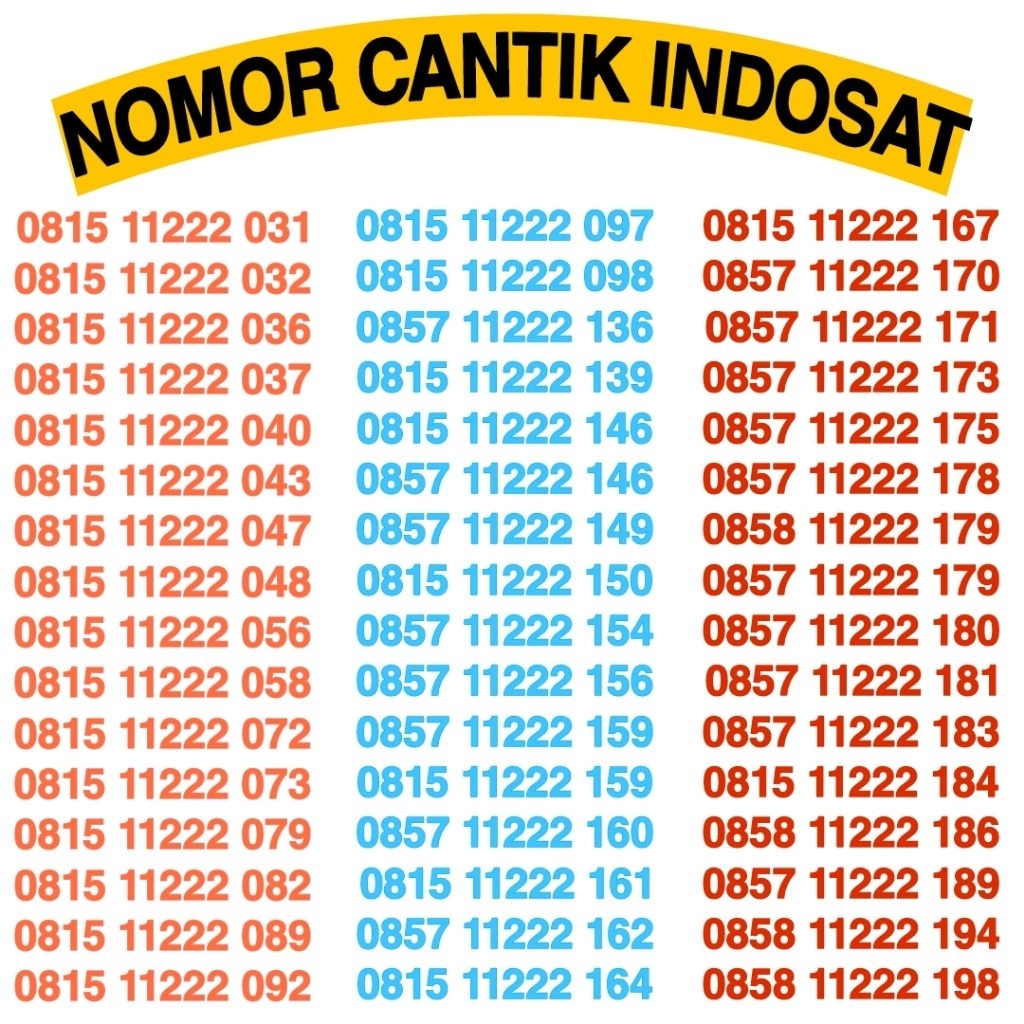 Nomor Cantik IM3 11 DIGIT Seri Rapih