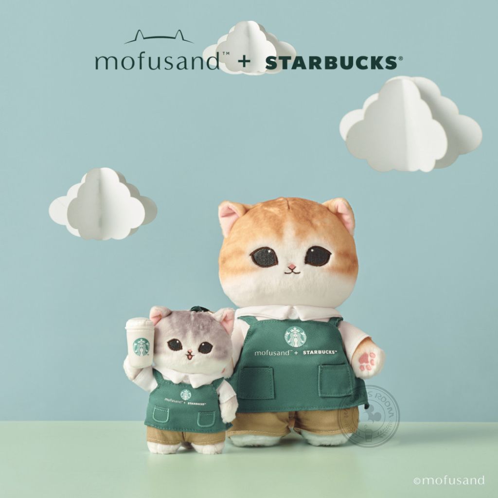 Starbucks Mofusand Classic Barista Plush Keychain Bag Charm Gantungan Tas Boneka Kucing Kitty Cat Pl