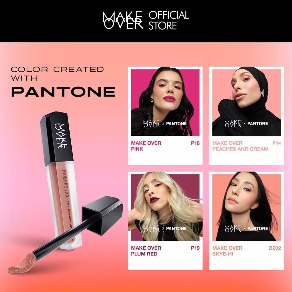 MAKE OVER Powerstay Transferproof Matte Lip Cream | Tahan Lama 14 Jam Lip Cream Tidak Kering Rinfam 