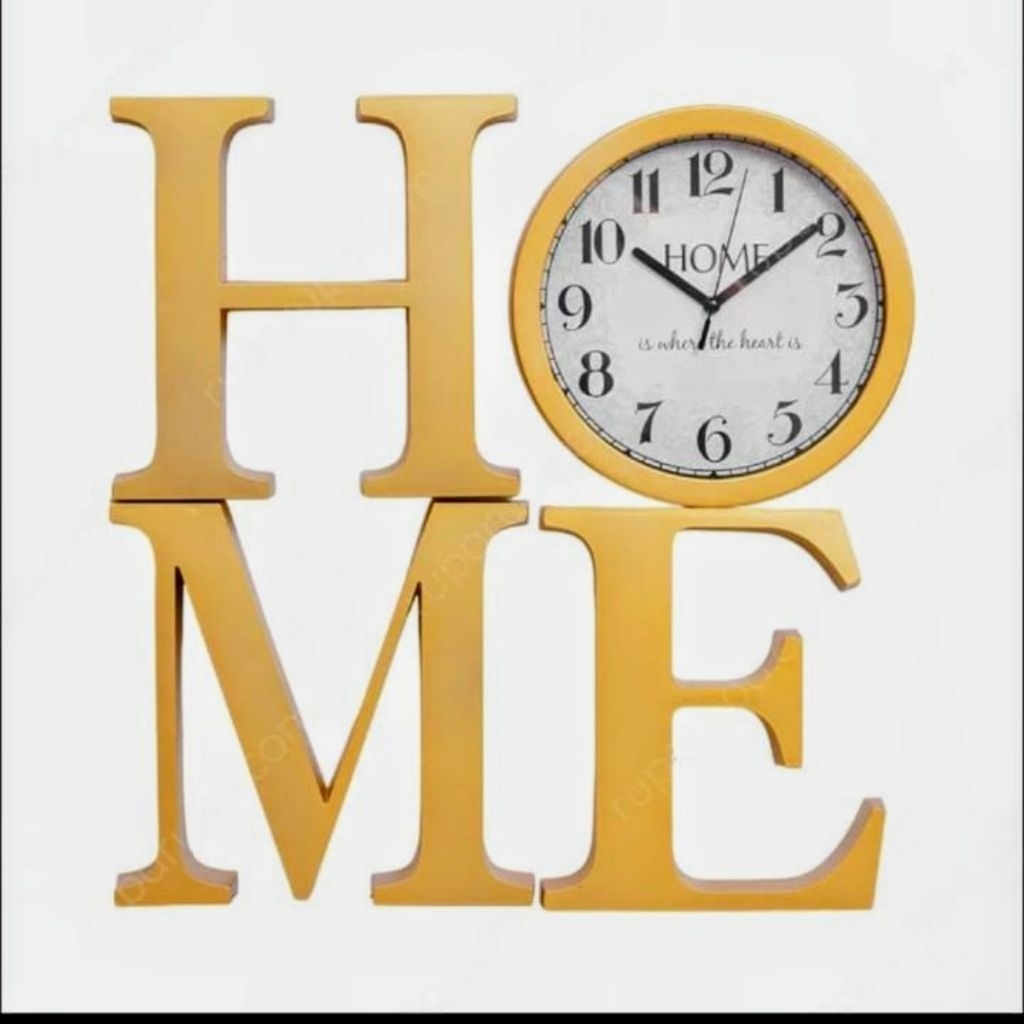 Informa Set 4 Pcs Hiasan Dinding Home Dengan Jam - Gold