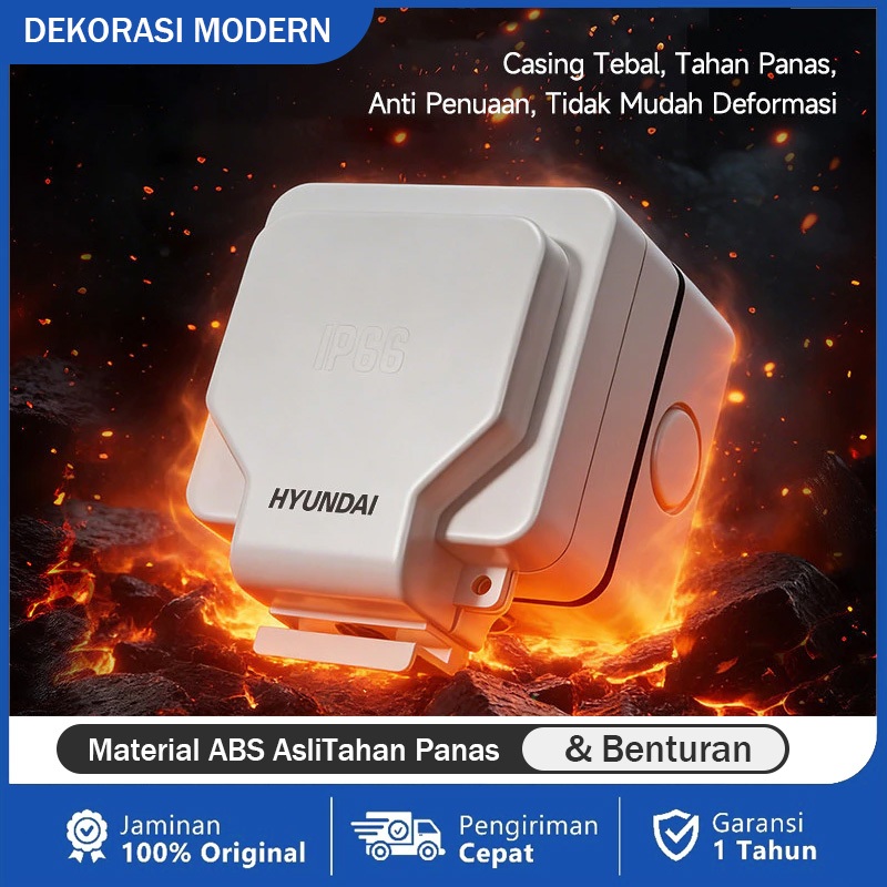 HYUNDAI Stop Kontak Outdoor IP66 Waterproof Anti Air Soket Listrik Dinding SNI