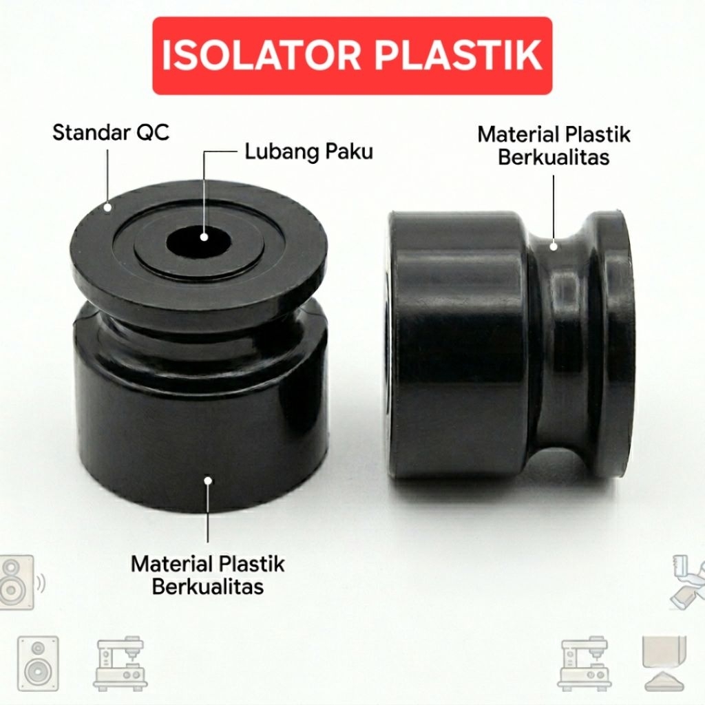 Isolator Instalasi Listrik Hitam Plastik / Isolator Kabel