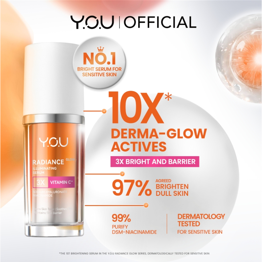 YOU Radiance Glow Illuminating Serum Niacinamide Vit C Ceramide Serum Brightening Dull Skin Kulit Ku