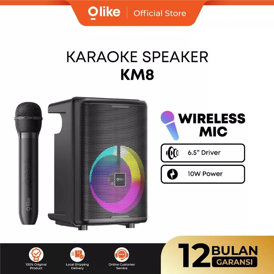 Olike Speaker KM8 Karaoke Mic Speaker 10W Subwoofer 6.5 Inch Driver With Karaoke MIC MIcrofone Wirel