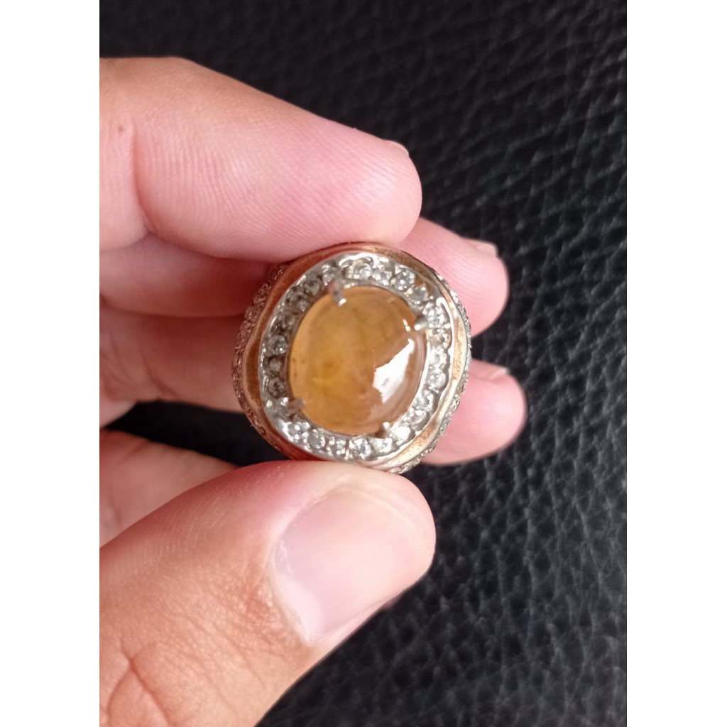 cincin pria batu yakut yellow saphire natural kuning