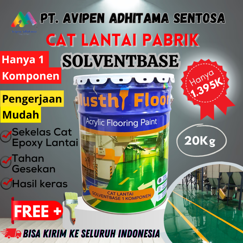 Cat Lantai Gudang Pabrik Garasi Utk Beton Keramik Semen Solventbase 20 Kg Mengkilap Sekelas Epoxy