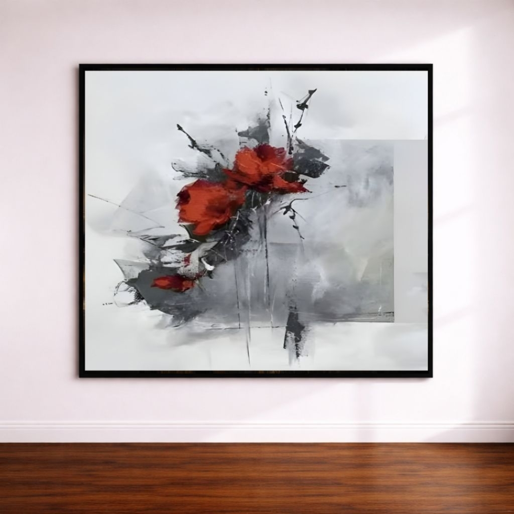 lukisan abstrak minimalis plus bingkai || lukisan abstrak || lukisan || lukisan dinding