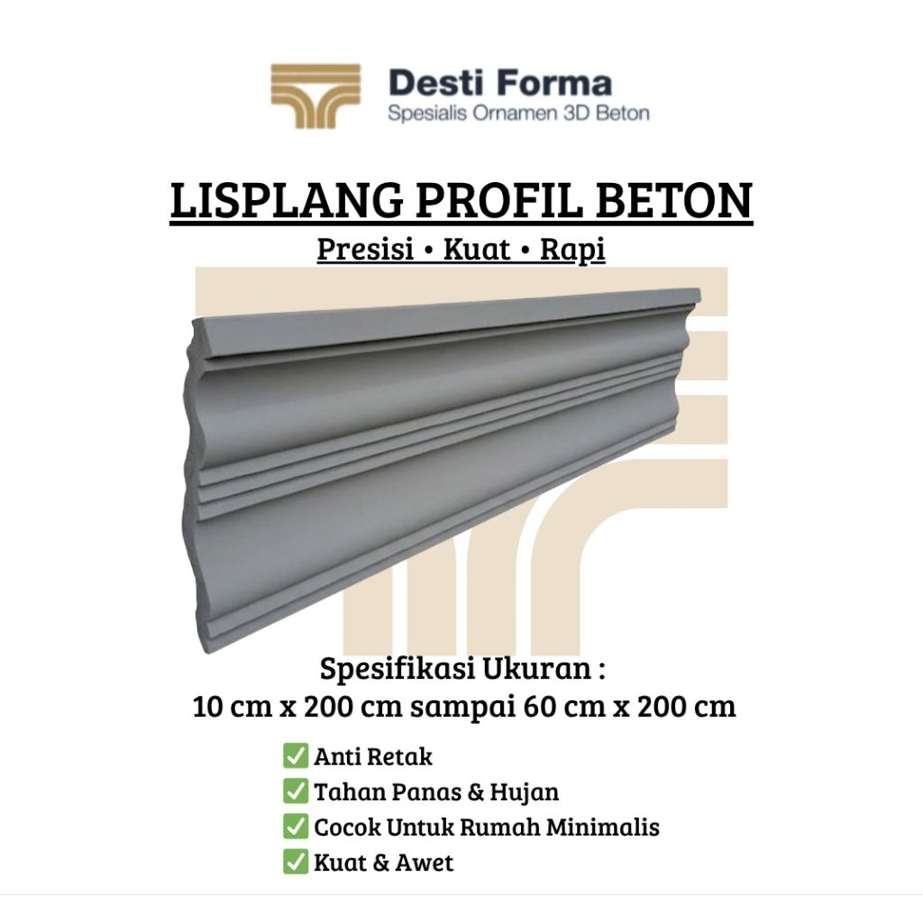 DESTI FORMA - Lisplang profil beton - Lis beton tempel - Lis profil beton - Lisplang beton Fasad Rum