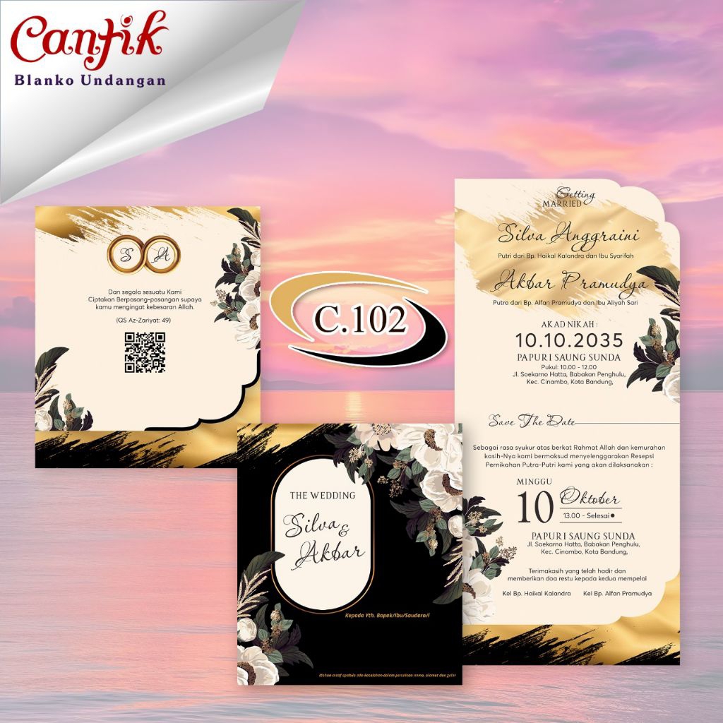 Undangan Pernikahan Custom Elegan | Art Paper Tebal | Free Plastik + Label Nama | Free Desain