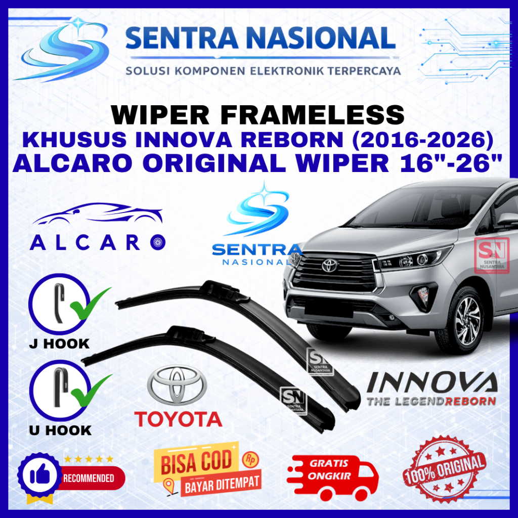 Wiper Mobil Toyota Innova Reborn (2016-2026) Merk ALCARO ORIGINAL | Wiper Kaca Mobil Innova Reborn M